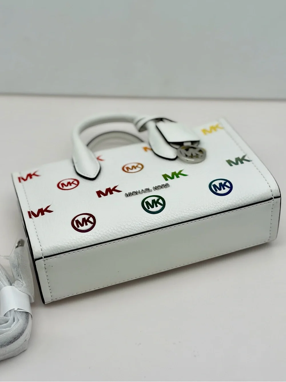 Michael Kors Small Mirella Rainbow satchel Crossbody Optic White